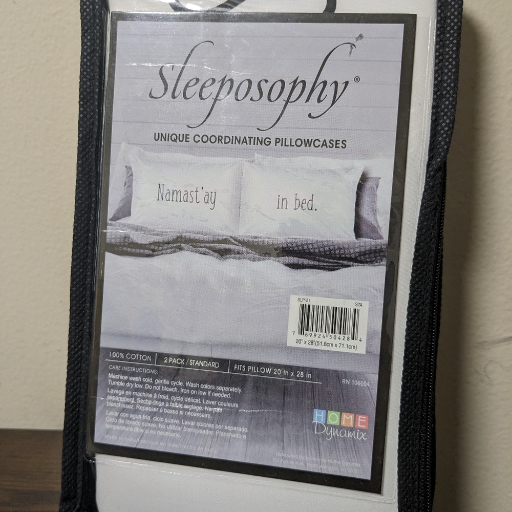 Sleeposophy Namast'ay in Bed, His Hers Two Coordinating Standard Pillowcases
